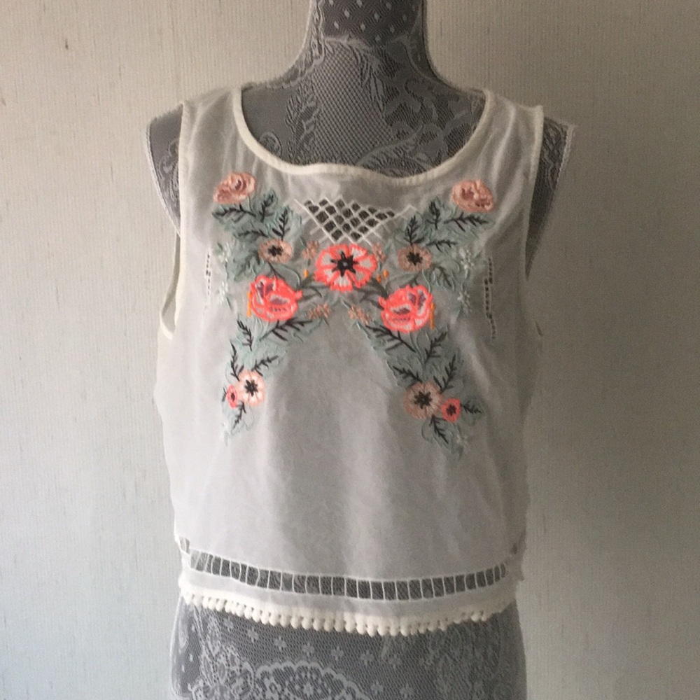 White Floral Tank Top